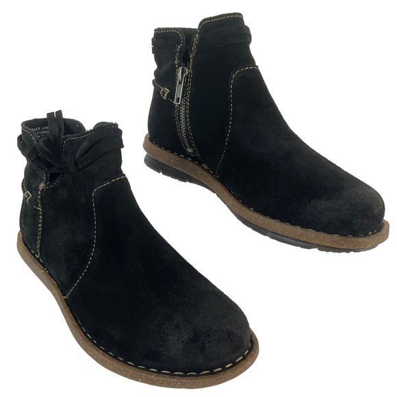 Born Boots Womens Size 6.5 Black Wynter Suede Distressed side Zip - Picture 1 of 15